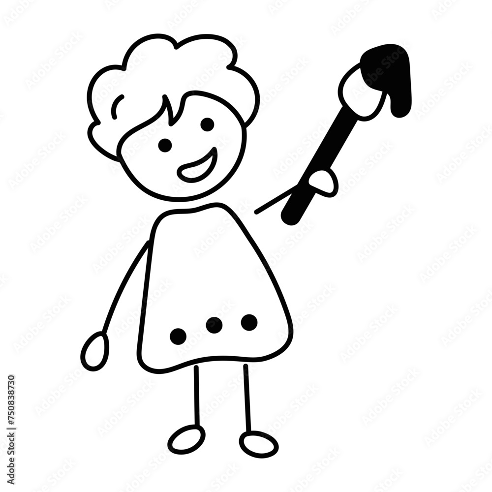 A well-designed doodle icon of dripping paintbrush A well-designed doodle icon of dripping paintbrush