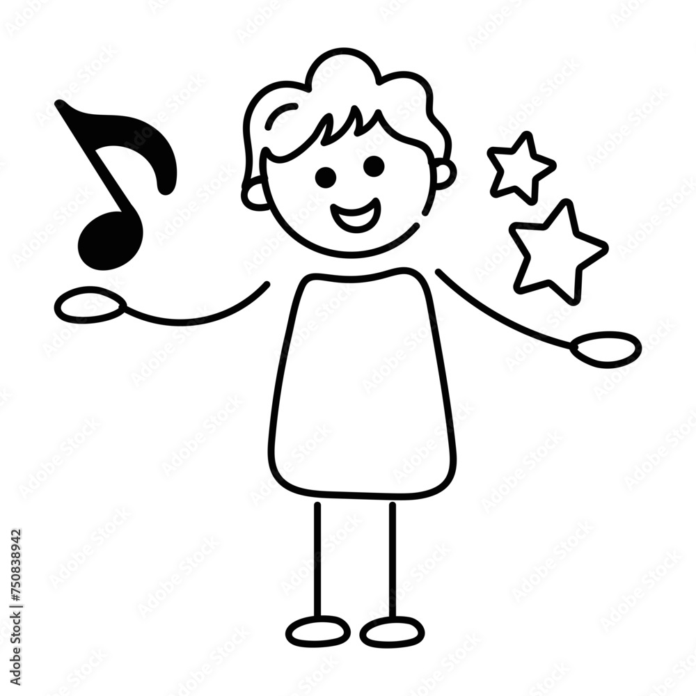 Here’s a doodle icon of happy boy Here’s a doodle icon of happy boy