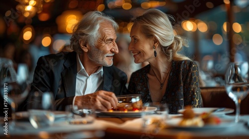 Man and Woman Sitting at Table Together