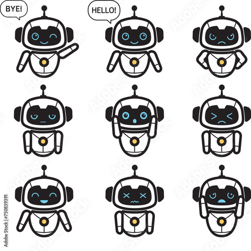 creative collection of cute bot robot logo vector set design icon symbol illustration