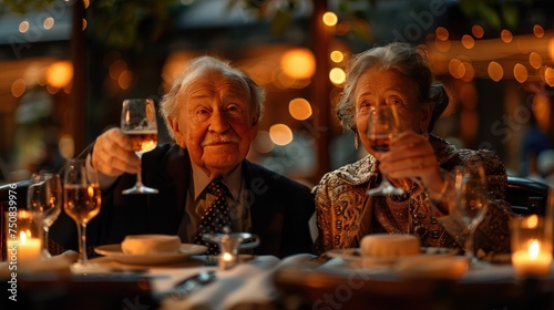 Couple Sitting at Table With Wine Glasses