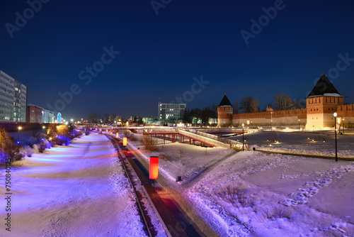 Tula, Russia. Kazan embankment, Upa River and the Tula Kremlin