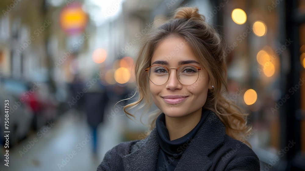 Obraz premium Young Happy Pretty Smiling Girl Standing In Street