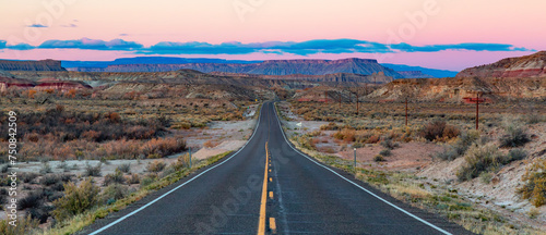 Utah State Route During Sunrise. USA. Adventure Travel