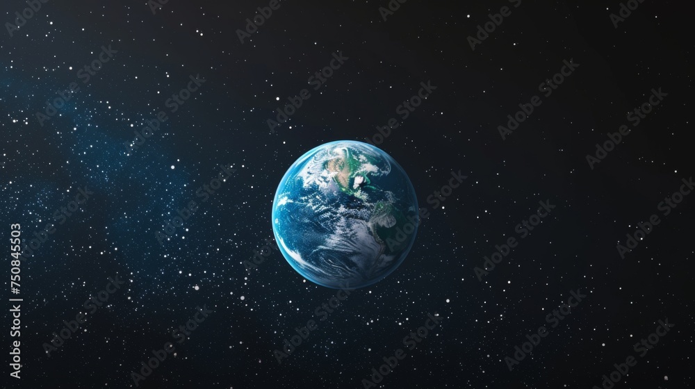 A striking view of Earth, illuminated by a starlit backdrop, evoking the solitude and beauty of our planet in the vastness of space.