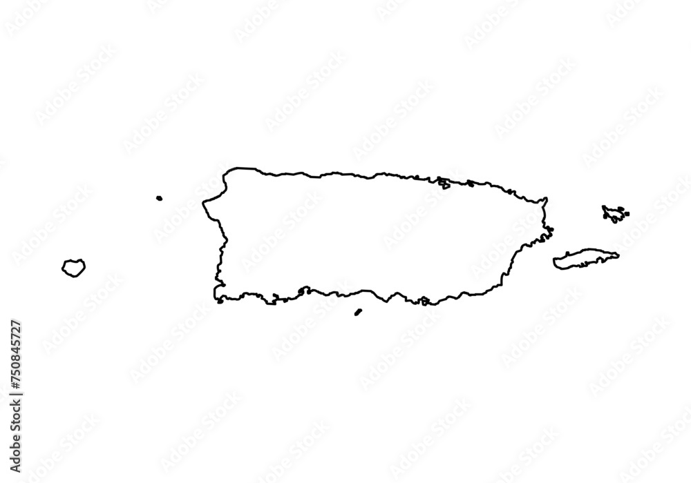 Mapa de Puerto Rico de color negro. Stock Vector | Adobe Stock