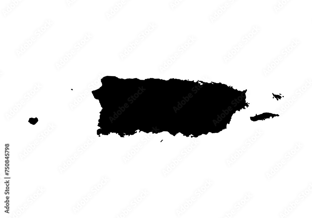 Mapa de Puerto Rico de color negro. Stock Vector | Adobe Stock