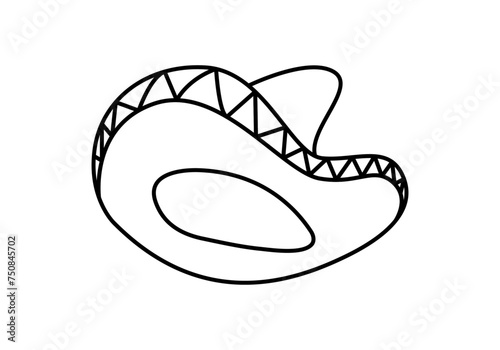 Icono de sombrero mejicano en fondo blanco. 