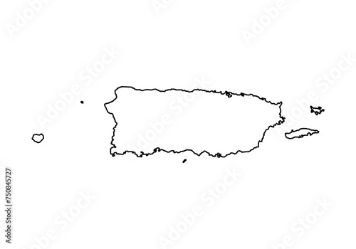 Mapa de Puerto Rico de color negro. 