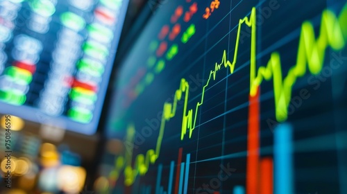Business graph with going up green arrow,
Vibrant Green Chart Signals Financial Success Indicates Bullish Market Trends and Dynamic Financial Growth.