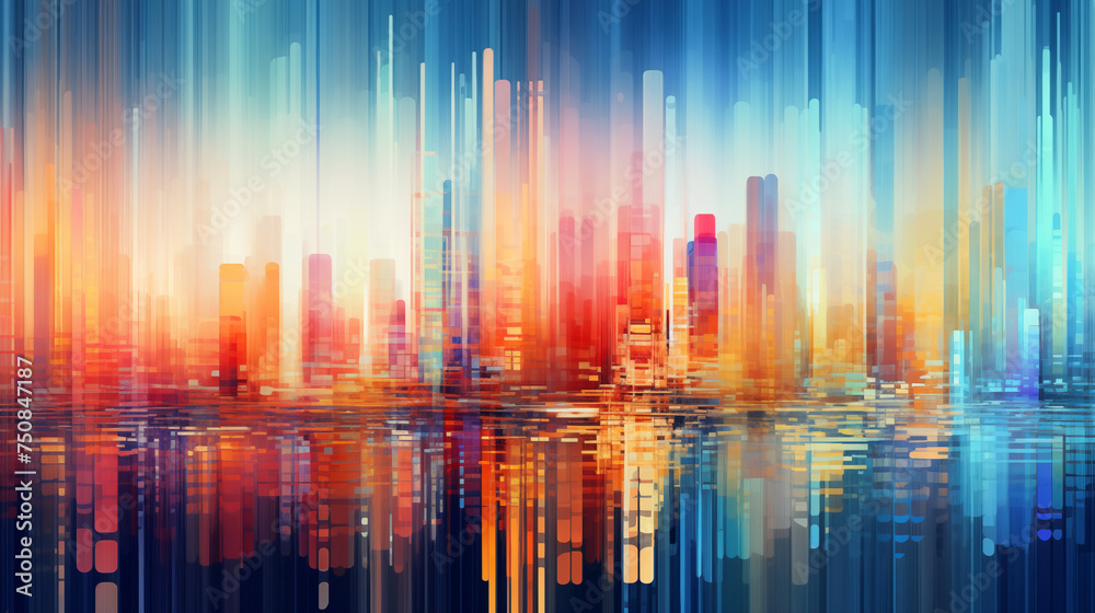 Abstract colorful skyline wallpaper. Glitch art Abstract colorful skyline wallpaper. Glitch art