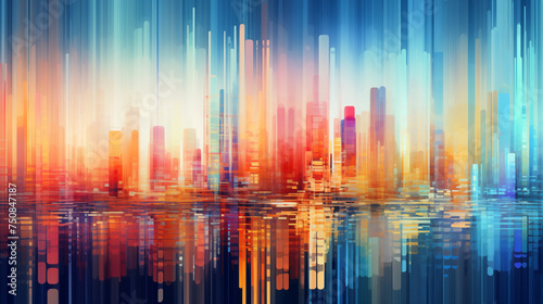 Abstract colorful skyline wallpaper. Glitch art