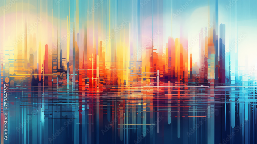 Abstract colorful skyline wallpaper. Glitch art Abstract colorful skyline wallpaper. Glitch art