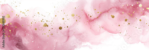 A pink and gold background with a lot of gold glitter banner
