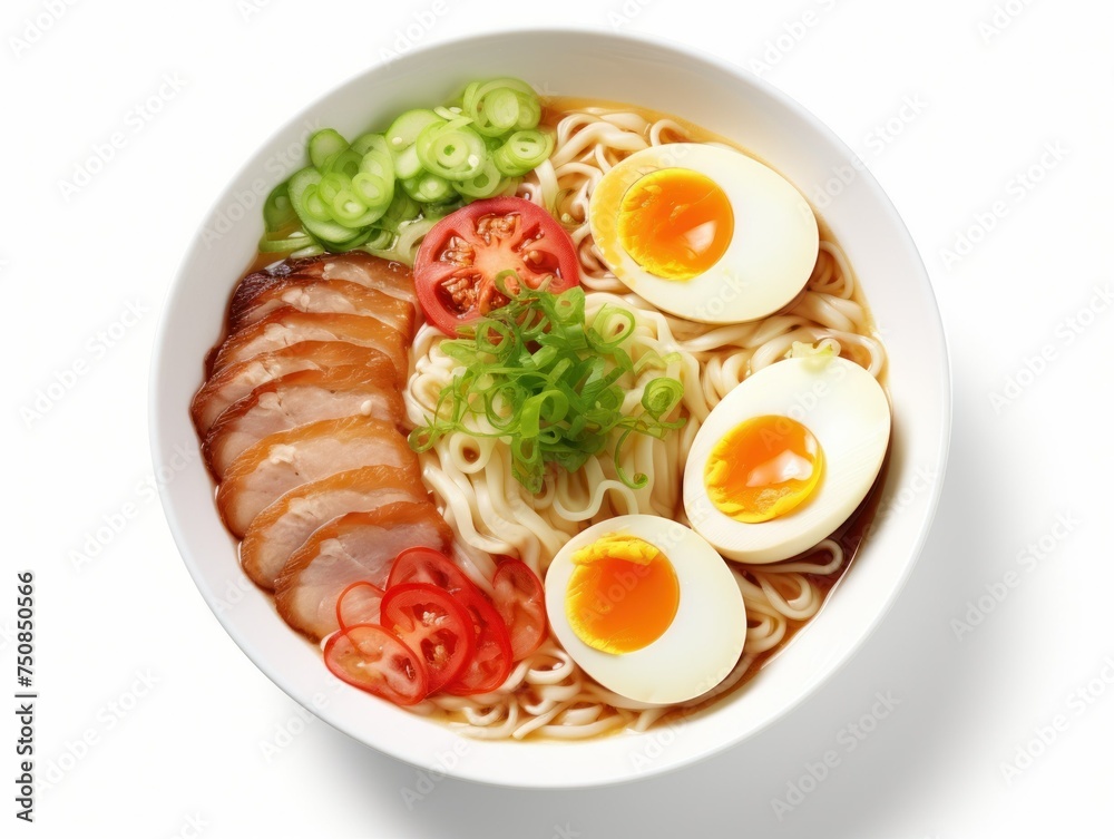 photo Japanese ramen soup on white background photo Japanese ramen soup on white background