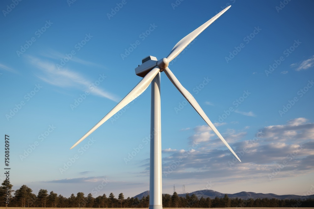 Fototapeta premium Serene sky with graceful wind turbines, creating a tranquil and sustainable energy scene.