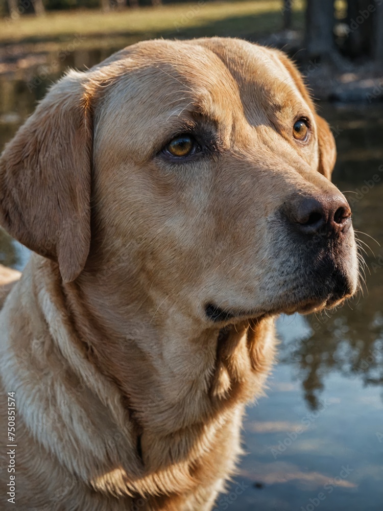 Portrait of a Labrador Retriever dog, close-up of the beautiful pet on a neutral blurred background Portrait of a Labrador Retriever dog, close-up of the beautiful pet on a neutral blurred background