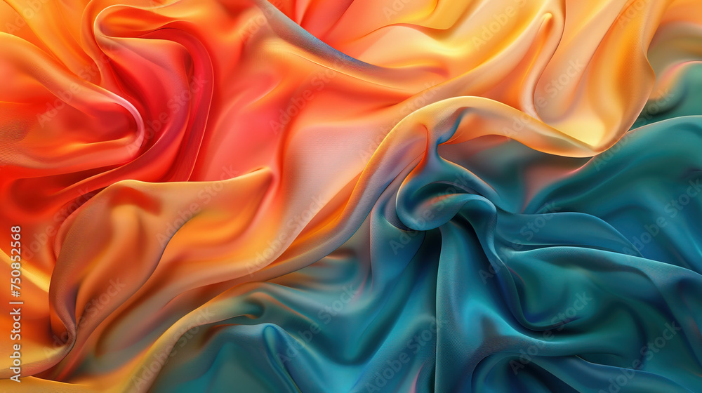 Obraz premium Luxurious Silk Fabric Swirl in Vibrant Colors, created with Generative AI technology