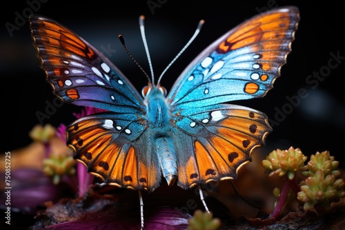 Macro butterfly vibrant colors and fascinating details., generative IA