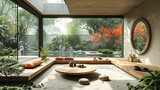 Zen-Inspired Modern Home Blending Indoor and Outdoor Spaces, created with Generative AI technology