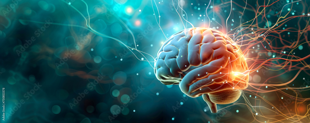 Fototapeta premium glowing brain with neural connections