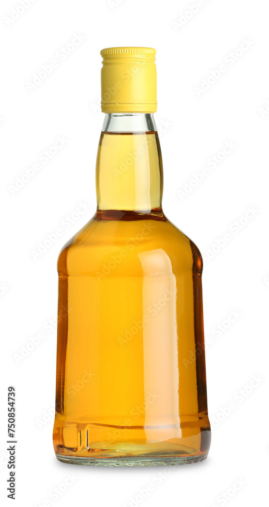 Whiskey in glass bottle isolated on white Whiskey in glass bottle isolated on white