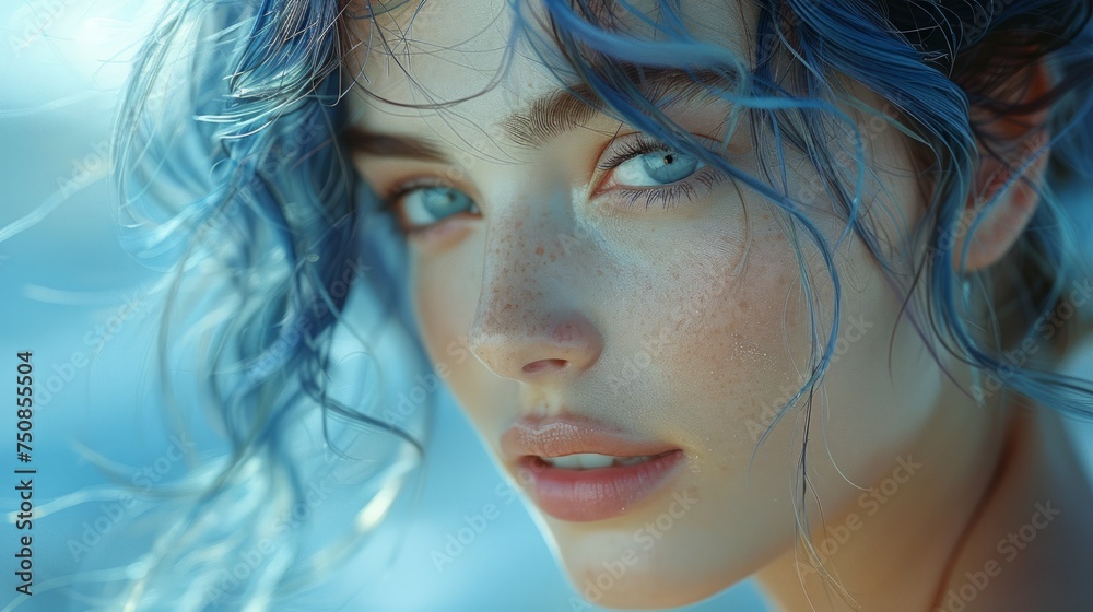 Stylish Teenager with Colored Locks Side View Generative AI
