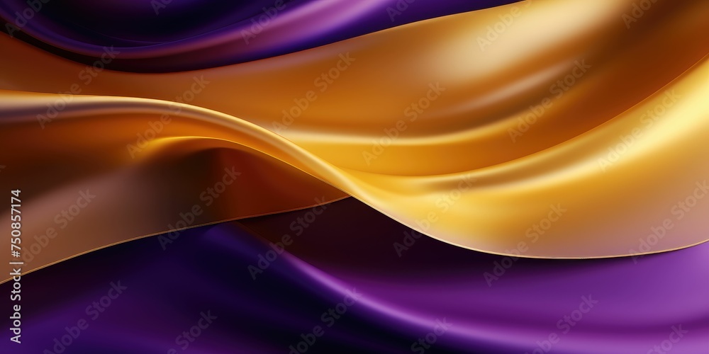 Abstract Background with 3D Wave Bright Gold and Purple Gradient Silk Fabric background Abstract Background with 3D Wave Bright Gold and Purple Gradient Silk Fabric background