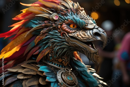Carnival dragon vibrant colors and graceful movements., generative IA