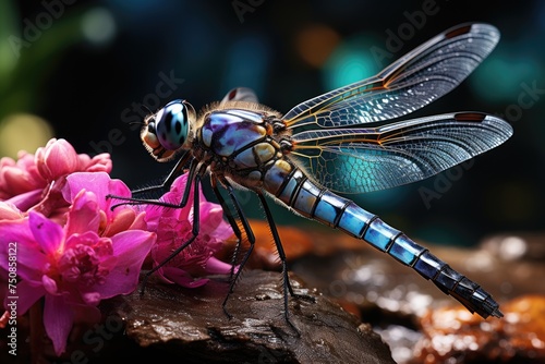 Dragonfly in artistic illustration, vibrant and detailed wings., generative IA © JONATAS