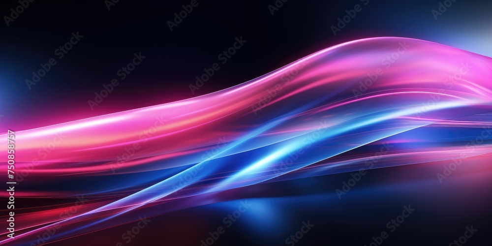 abstract futuristic background with pink blue glowing neon moving high-speed wave lines and bokeh lights