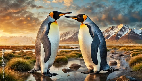 King Penguin (Aptenodytes patagonicus) Chicks in Creche in the rain.  © blackdiamond67