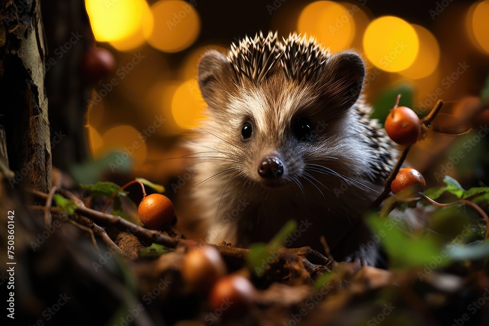 Naklejka premium Night heard in search of food in the forest., generative IA