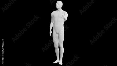 Man Giving Thumbs Up. 3D Model. 360 Degrees rotation (turntable). Isolated photo