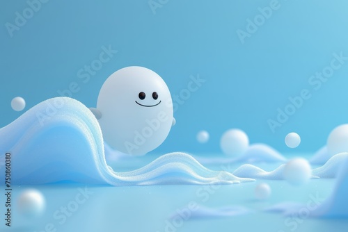 a lucky charm in the form of a soap bubble on a blue background. 3d illustration