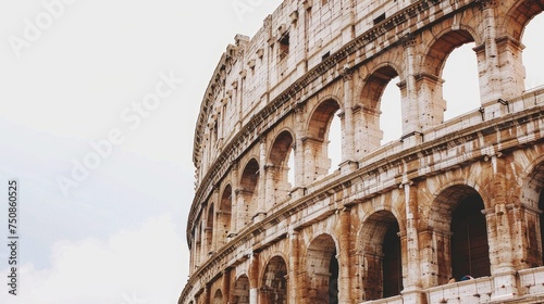 a majestic Colosseum against a clean white background. Highlight the iconic beauty of Rome s ancient amphitheater  perfect for design projects