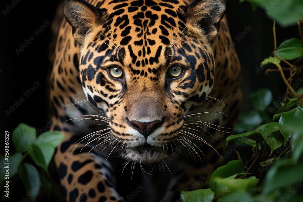 Jaguar in Zoo interacts with visitors., generative IA Jaguar in Zoo interacts with visitors., generative IA
