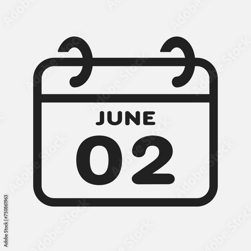 Icon page calendar day - 2 June