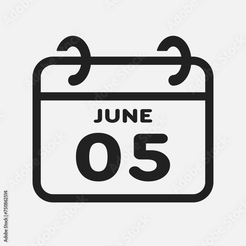 Icon page calendar day - 5 June