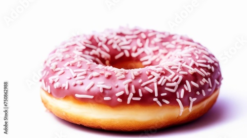 Illustration of a donut in glaze on a white background in close-up.
