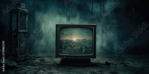 cloudy television with oxidized electronics humming in the background Old Analog TV 