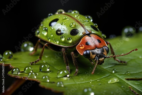 Ladybug displays delicate wings in scientific framework., generative IA © JONATAS