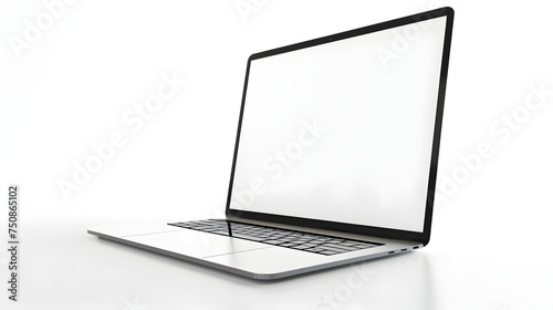 Sleek and Sophisticated: A Detailed Mockup of a Sleek Laptop Against a White Background