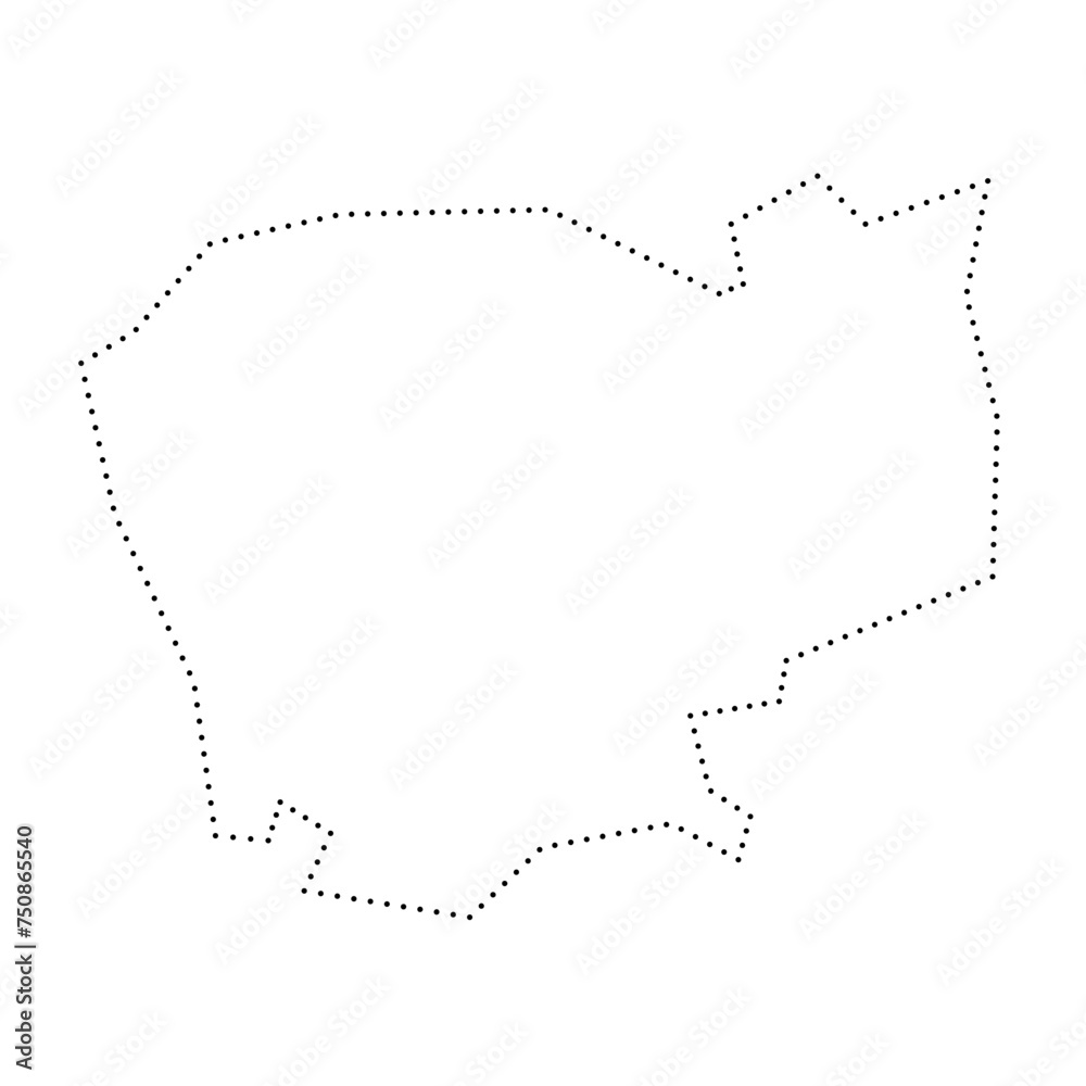 Cambodia country simplified map. Black dotted outline contour. Simple vector icon. Cambodia country simplified map. Black dotted outline contour. Simple vector icon.
