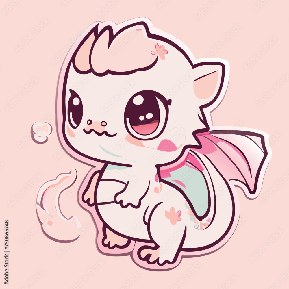 dragon cartoon character illustration, sticker, clean white background, t-shirt design, graffiti, vibrant, vector illustration kawaii