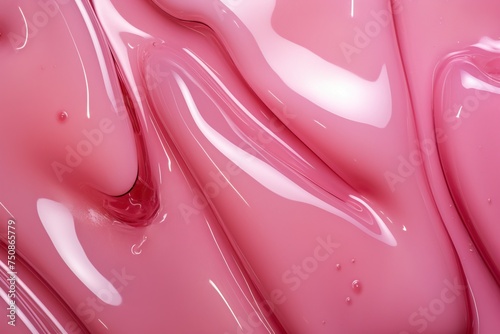 Texture of lip gloss. Smudged pink lipgloss