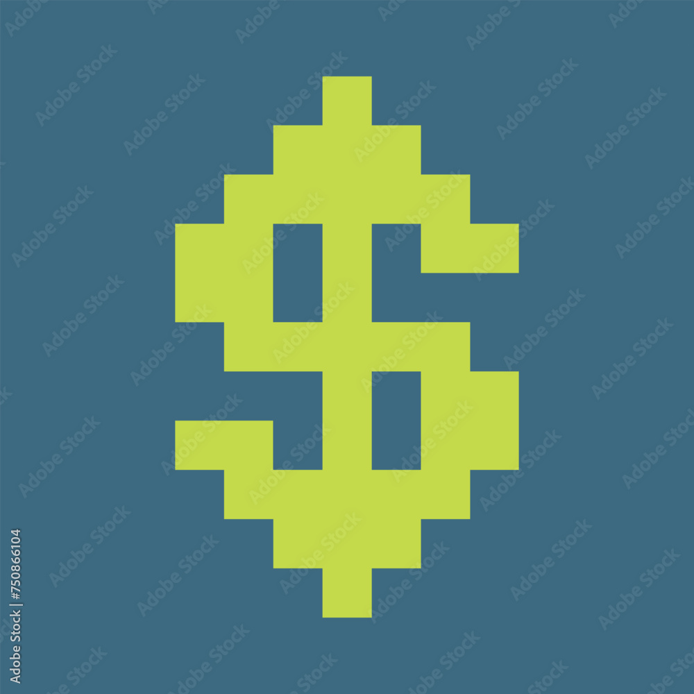 Obraz premium pixel style dollar sign minimal vector design