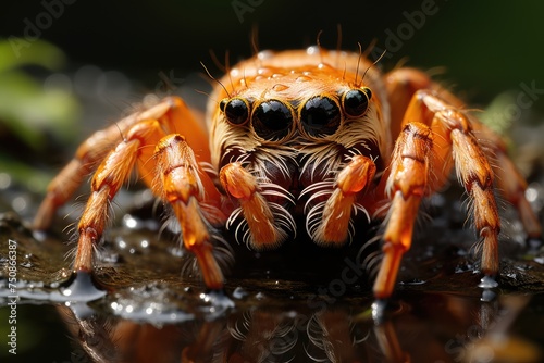 Water spider hunting insects with their pipe legs in the water., generative IA © JONATAS