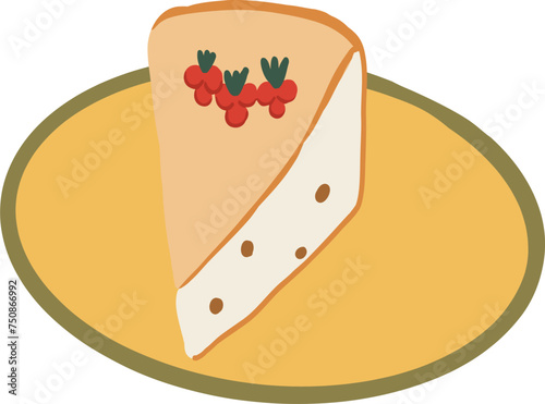 Farmers cheese cake. Ukrainian food. Hand drawn vector flat illustration.