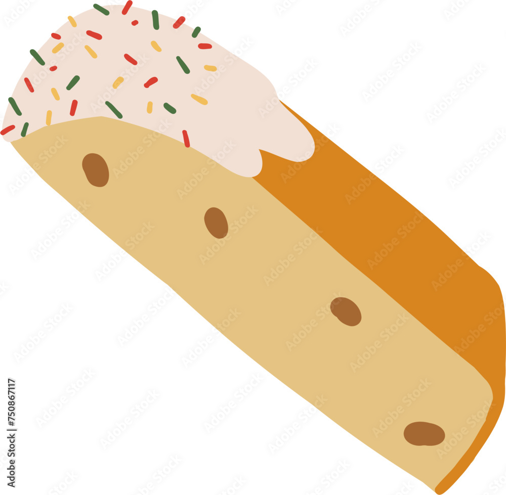 Easter bread. Ukrainian food. Hand drawn vector flat illustration.